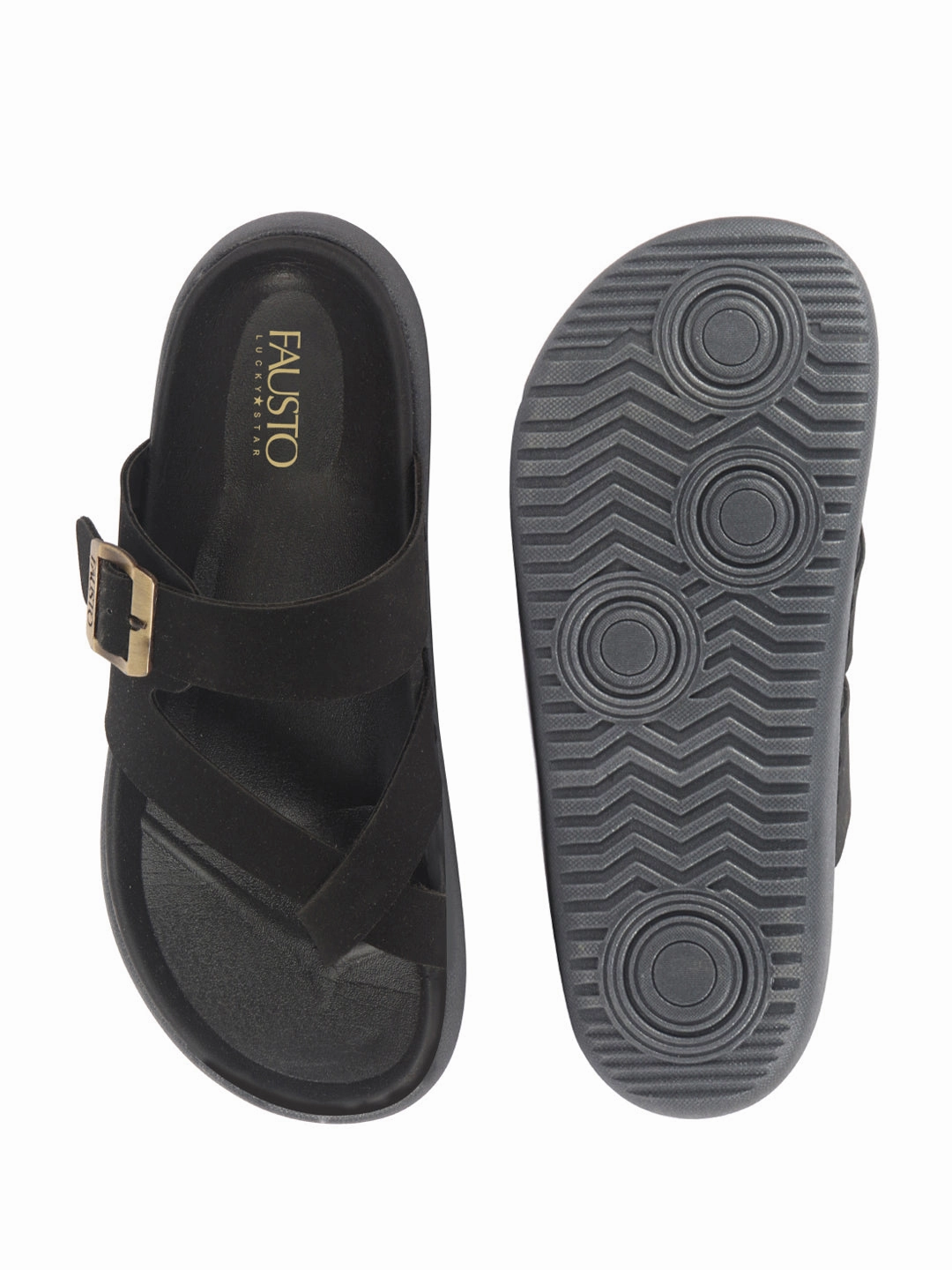 20 Slippers Men Black Toe Ring Criss Cross Buckle Strap Side Stitched Waterproof Summer Slip On Sandals|Comfort Sole|Lightweight Slippers for Rainy Monsoon Season