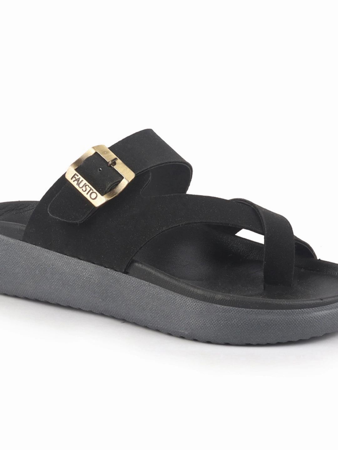 Men Black Toe Ring Criss Cross Buckle Strap Side Stitched Waterproof Summer Slip On Sandals|Comfort Sole|Lightweight Slippers for Rainy Monsoon Season Macys Coach Slippers