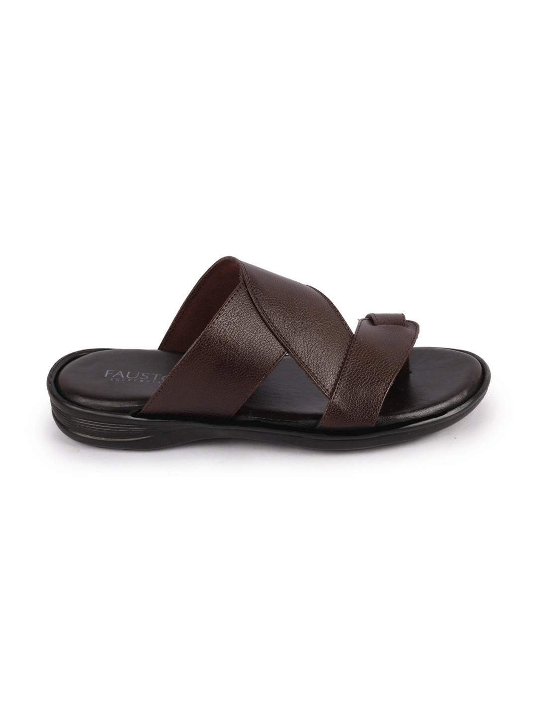 Men Brown Daily Indoor Outdoor Multi Strap Toe Ring Slip On Slipper Elegant Orthopedic Slippers