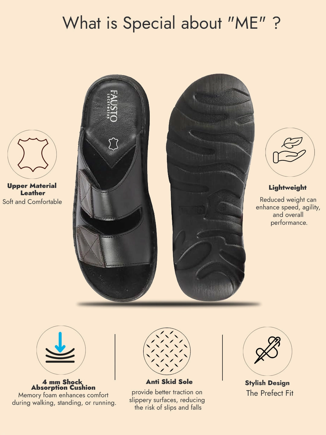 Slippers At Auction Men Brown Genuine Leather Adjustable Velcro Strap Broad Feet Open Toe Suede Leather Insole Slippers