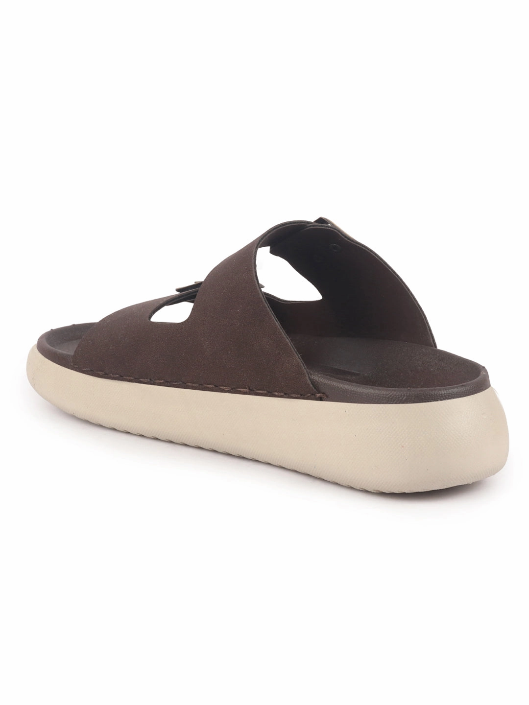 Chair Slippers Men Brown Open Toe Buckle Strap Stitched Waterproof Sandals|Soft Cushioned Insole|Summer Slip-On Slipper|Perfect For Monsoon Rainy Season