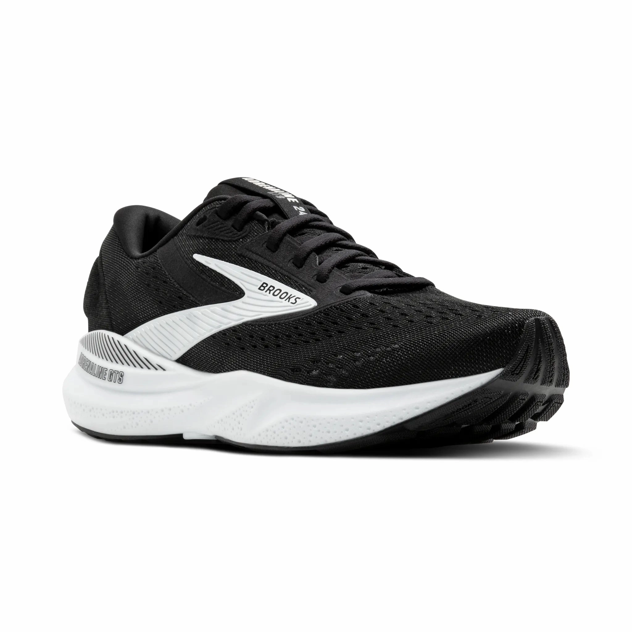 Men's Brooks Running Adrenaline GTS 24 Road Running Shoe in Black/White Running Shoes Classic