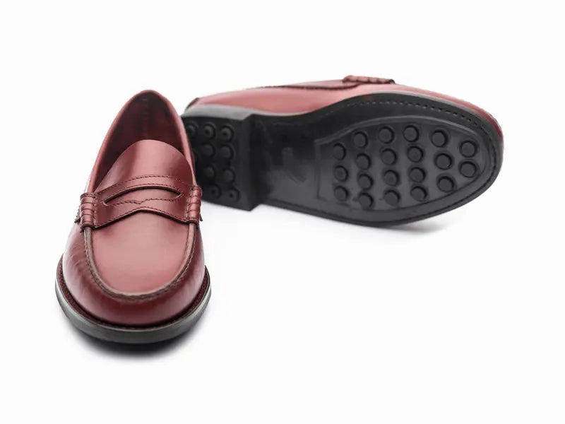 Moccasin Double Rubber Sole 4779 Burgundy Loafers With Open Back