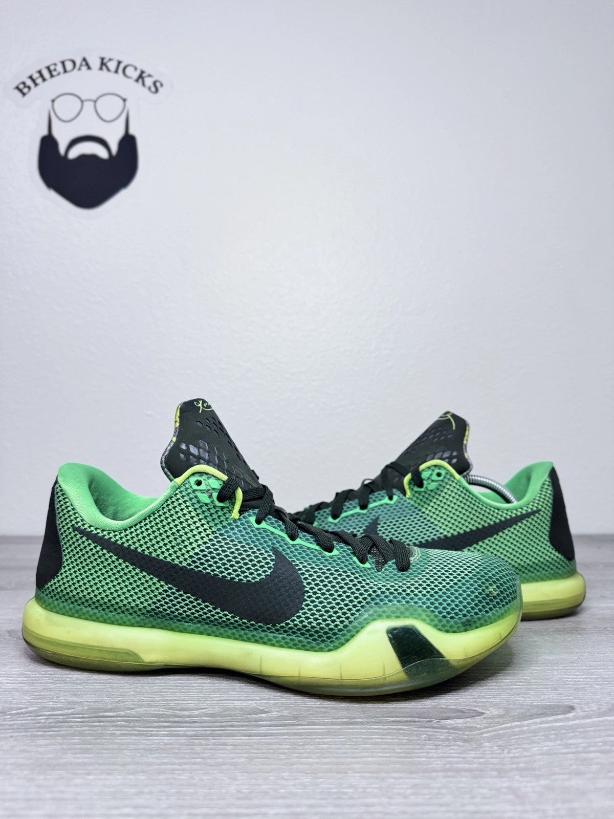 Size 11.5 - Nike Kobe 10 Vino 705317-333 Green Preowned Authentic Clean Asics Running Shoes Size 7
