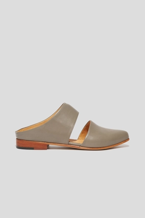 Flat Ankle Tie Shoes Mule in Shiitake