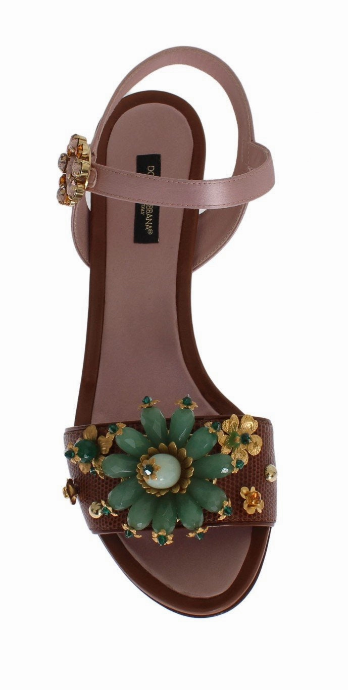 Multicolor Crystal Silk Leather Sandals Sandals With Wedge Heel