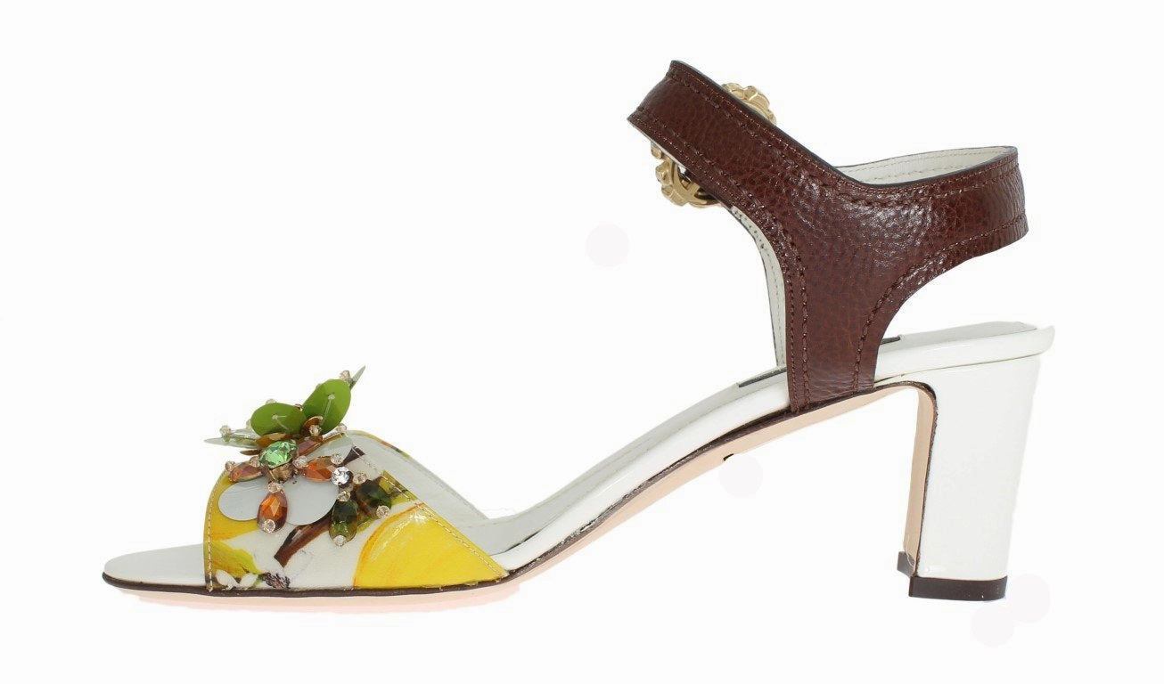 Back Sandals Multicolor Floral Print Crystal Strap Sandals