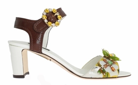 Multicolor Floral Print Crystal Strap Sandals Bottom Wedge Sandals