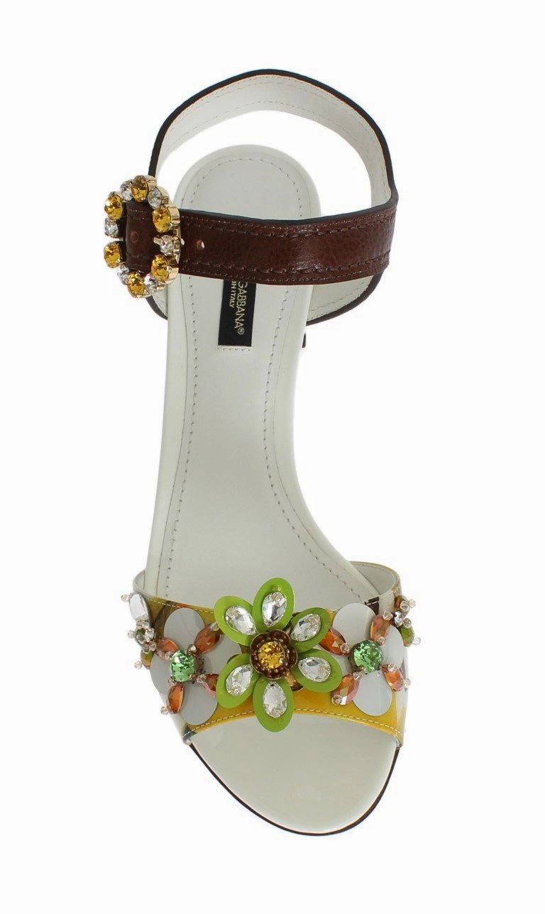 Sandals Barbados Photos Multicolor Floral Print Crystal Strap Sandals