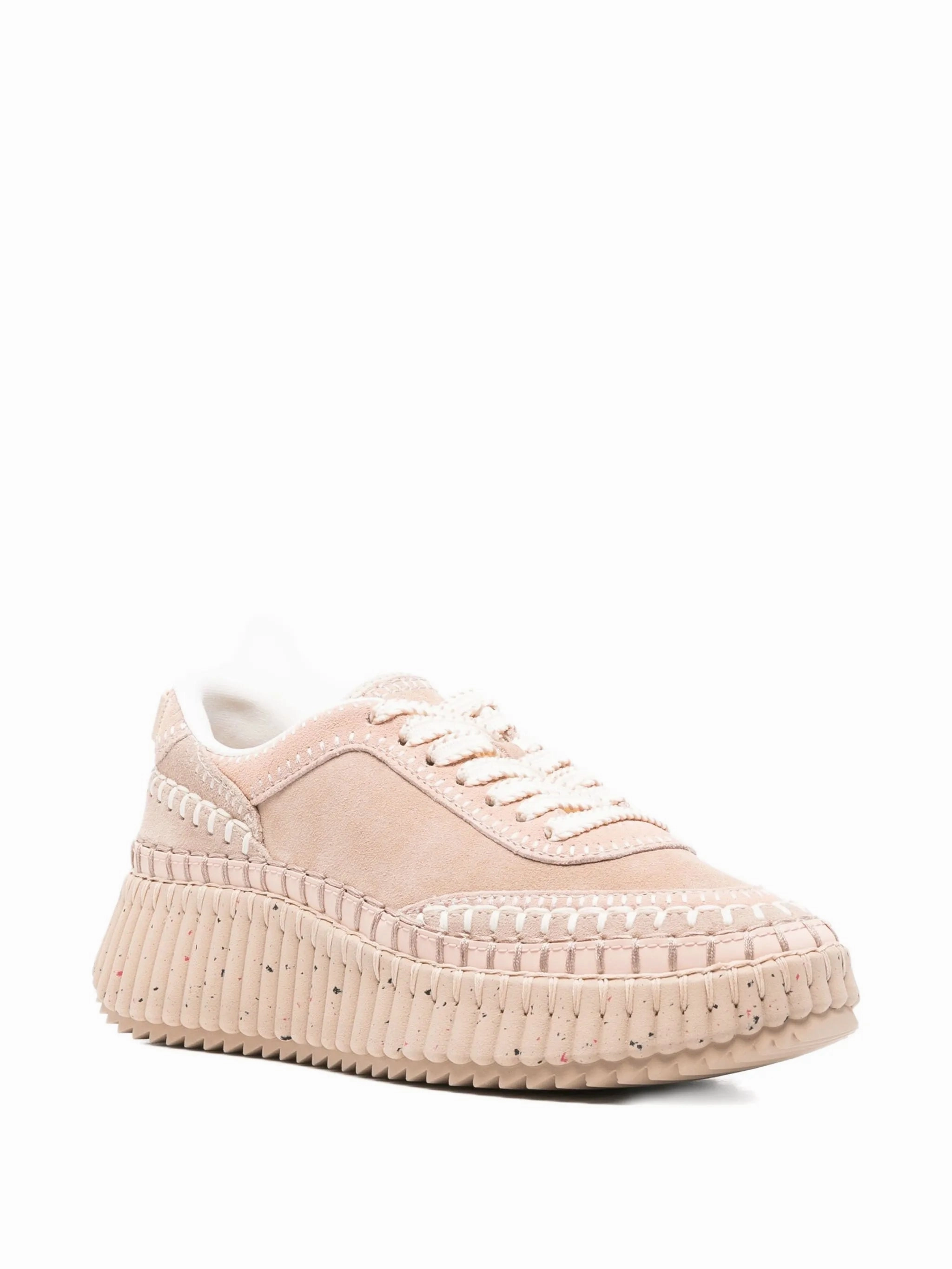 Nama textured leather-trimmed platform sneakers Reps Sneakers