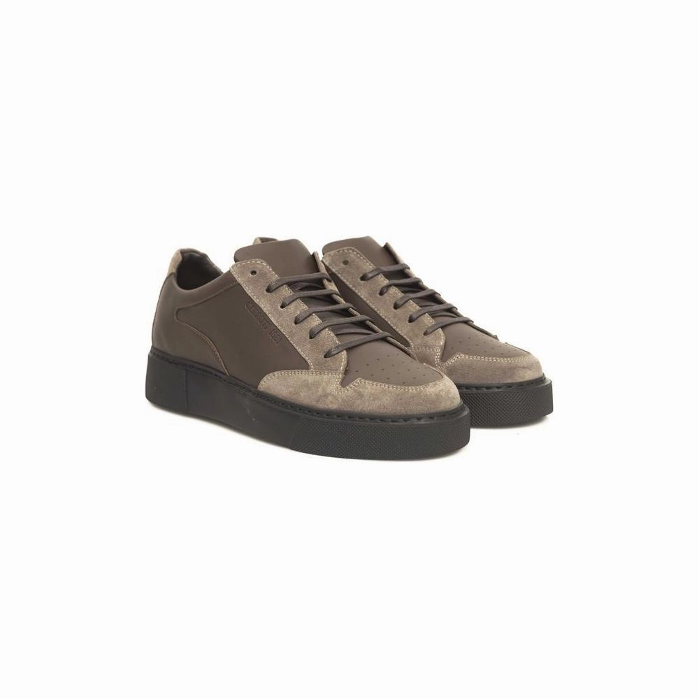 Cerruti 1881 Beige Leather Men Sneaker Flat Pedals Shoes