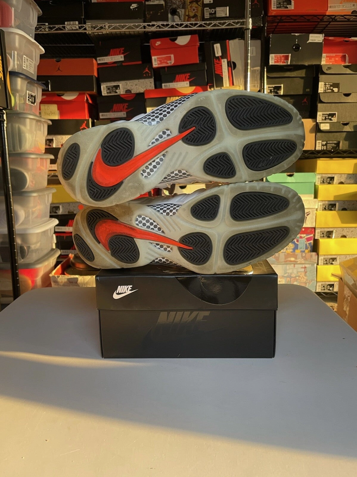 Nike Air Foamposite Pro PRM Pure Platinum Wolf Grey Size 11 616750 003 Junior Asics Running Shoes