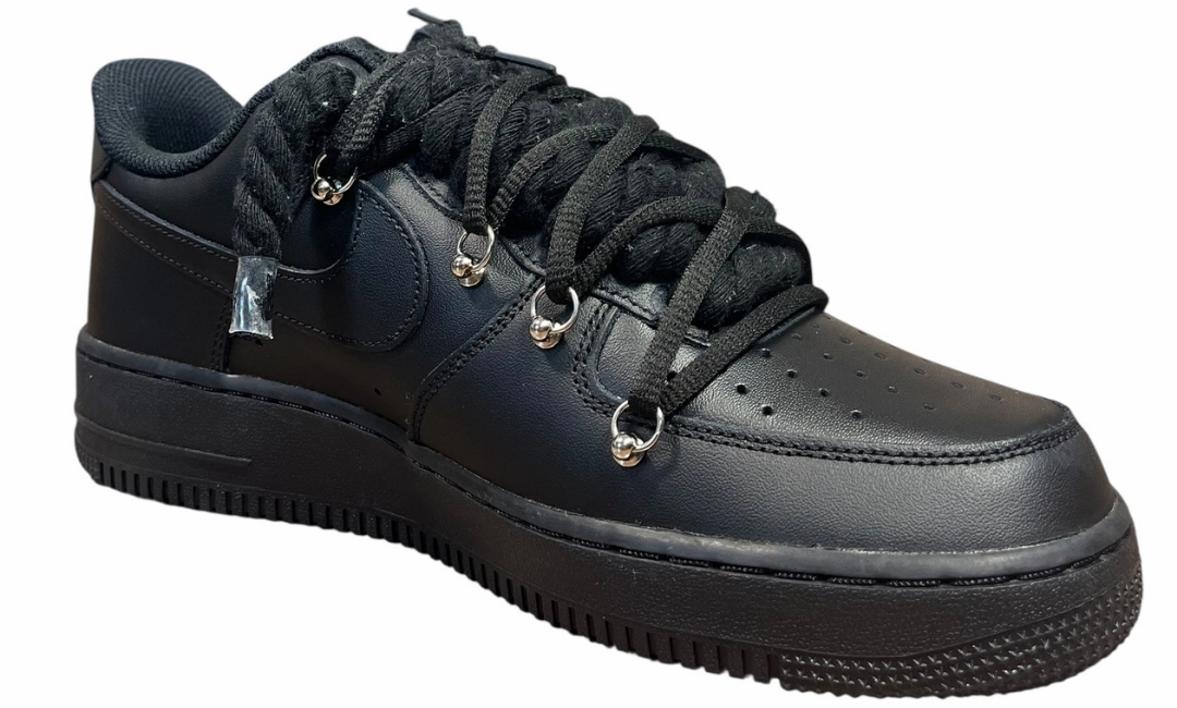 Nike Air Force 1 Black Double Rope Laces Black/Black Asics Shoes Uk Sale