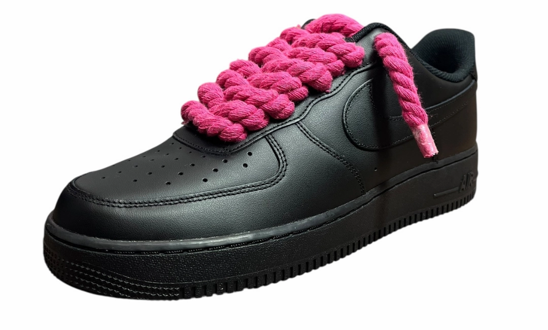 Nike Air Force 1 Black Rope Laces Deep Pink Shoe Asics