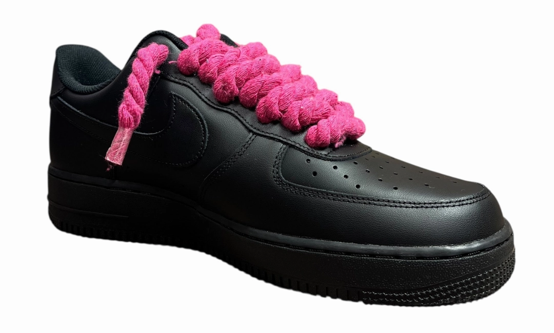 Nike Air Force 1 Black Rope Laces Deep Pink Asics Leather Walking Shoes