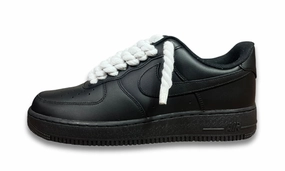 Leather Asics Shoes Nike Air Force 1 Black Rope Laces White