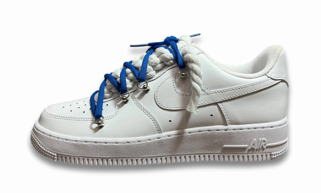 Vintage Asics Cheer Shoes Nike Air Force 1 White Double Rope Laces White/Navy