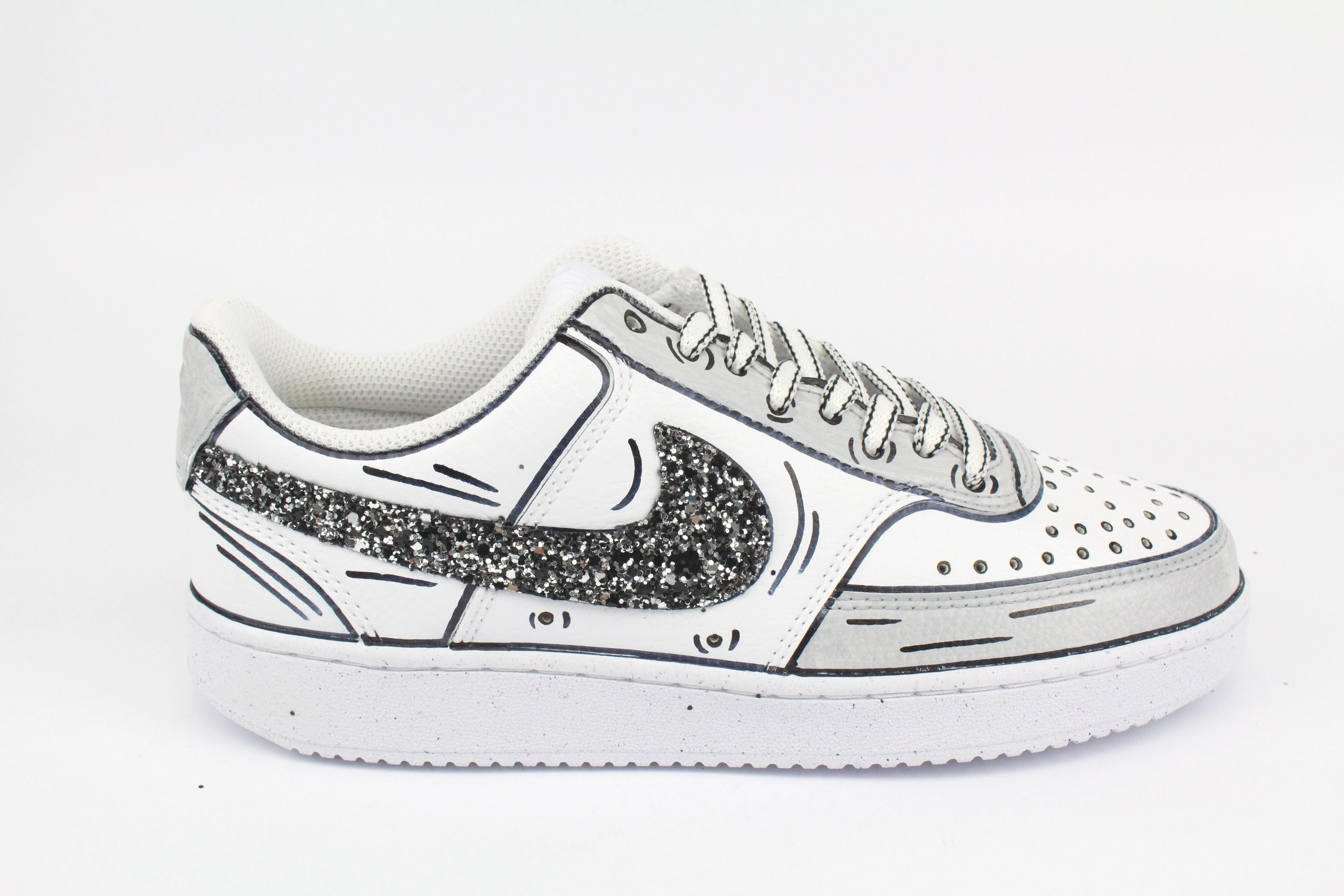Nike Court Vision Low Cartoons Grey & Glitter Carbon Plate Asics