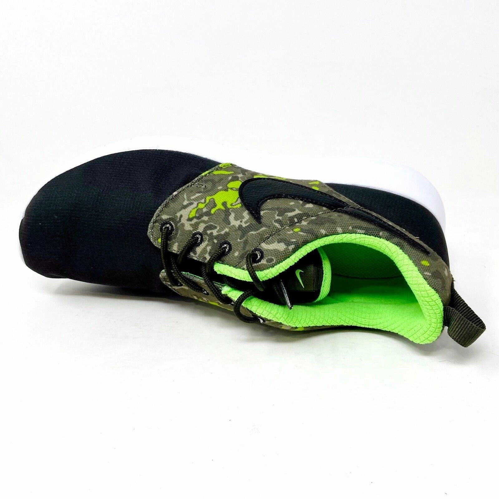 Design Your Own Asics Shoes Nike Roshe One Print (GS) Black Cargo Khaki Green Kids Size 7 Shoes 677782 008