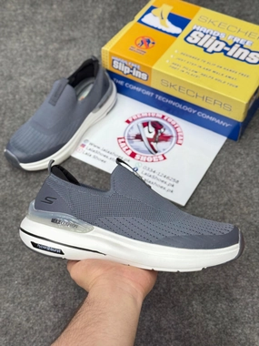 Skechers Slip-ins: Max Cushioning Hyper Burst 84579 grey white, Air-Cooled Memory Foam Durable Shoes For Running