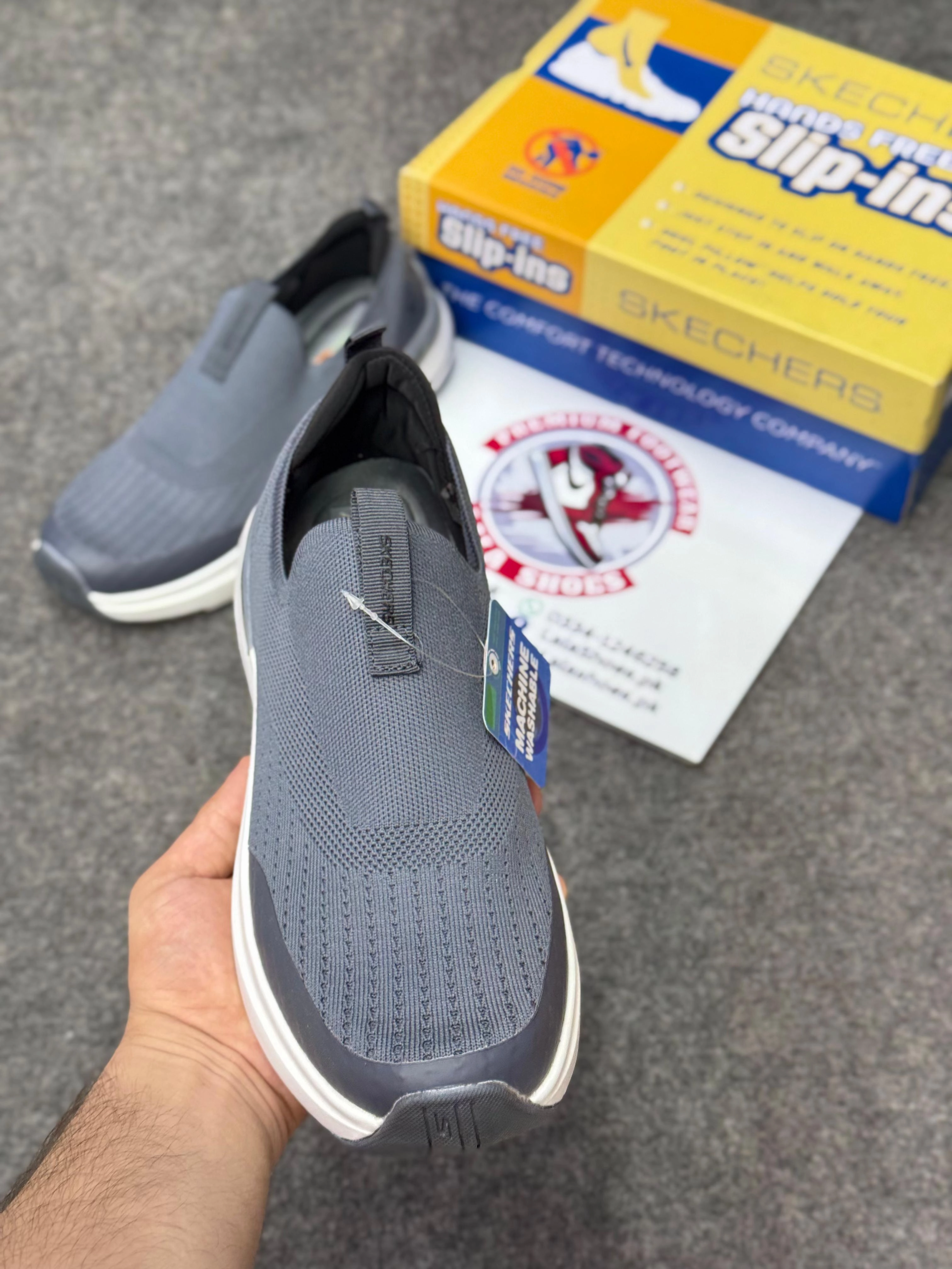 Best Running Shoes Beginner Skechers Slip-ins: Max Cushioning Hyper Burst 84579 grey white, Air-Cooled Memory Foam