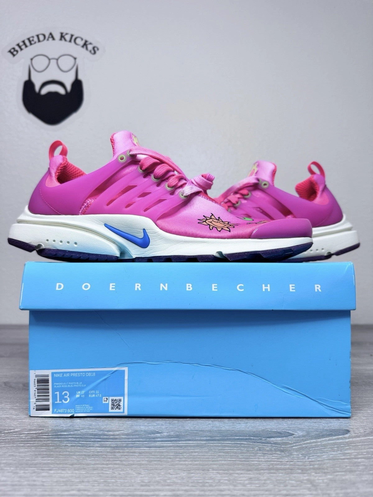 Size 13 - Nike Air Presto DB Doernbecher Freestyle Kylee's Pink FJ4973-600 Asics Gt-1000 5 Running Shoes