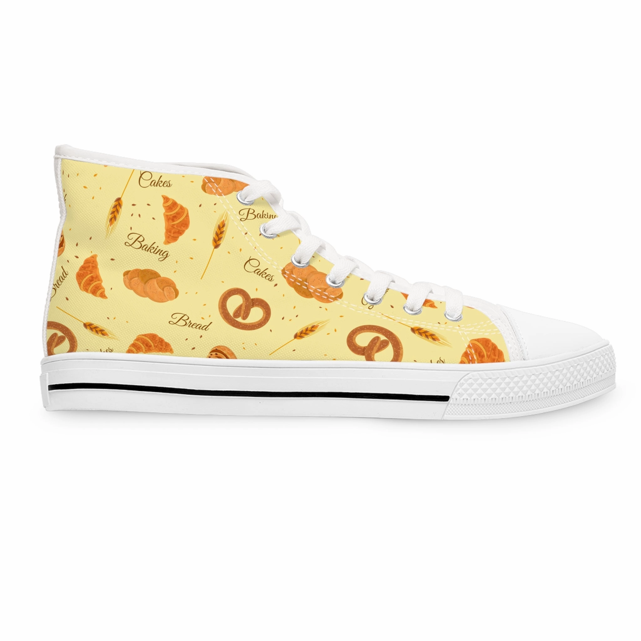 Novelty Shoes for Women Pastry Print High Tops Sneakers, Trendy Footwear for Bakers, Stylish Lee's Sneakers Brooklyn Ny