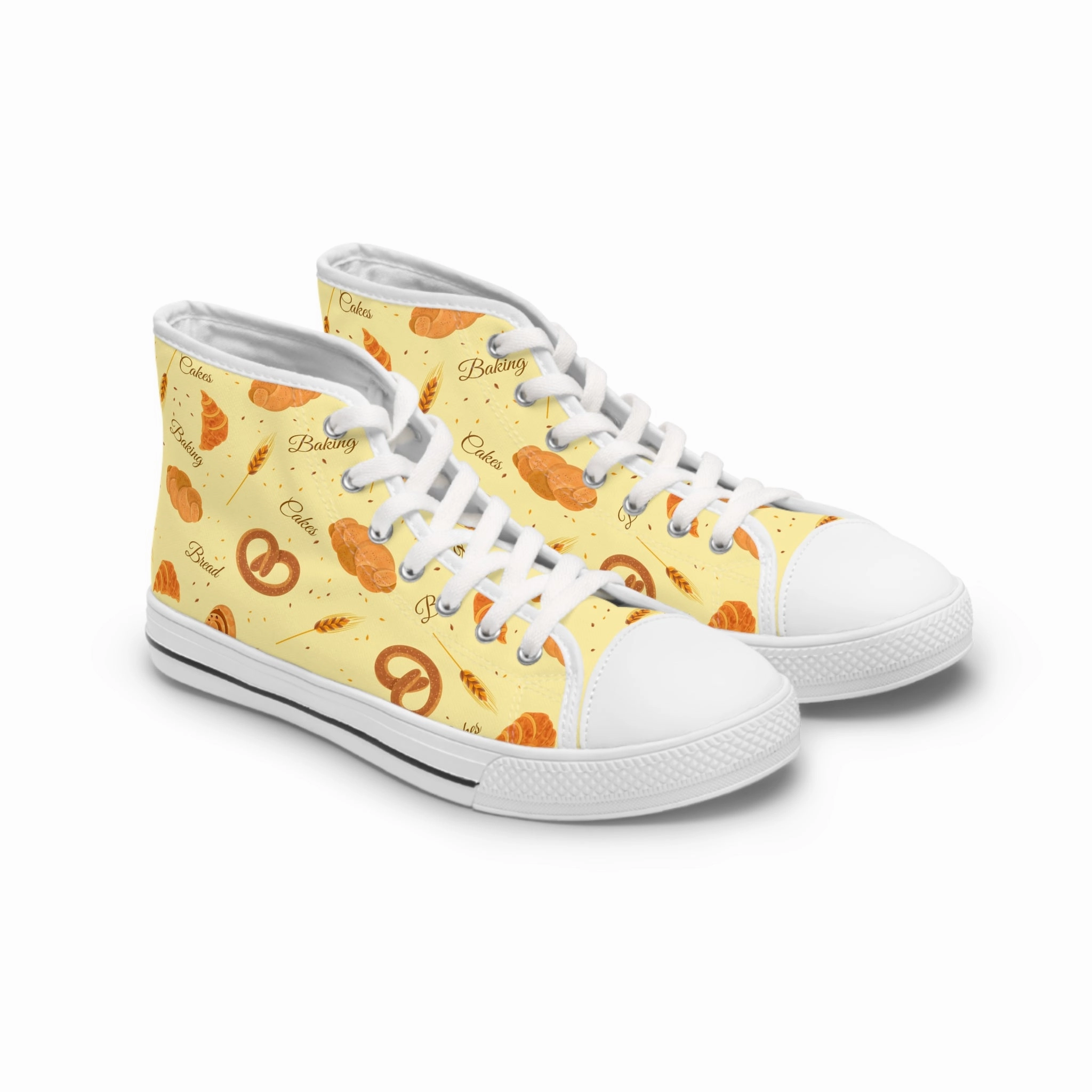 Sneakers For Toddlers Novelty Shoes for Women Pastry Print High Tops Sneakers, Trendy Footwear for Bakers, Stylish