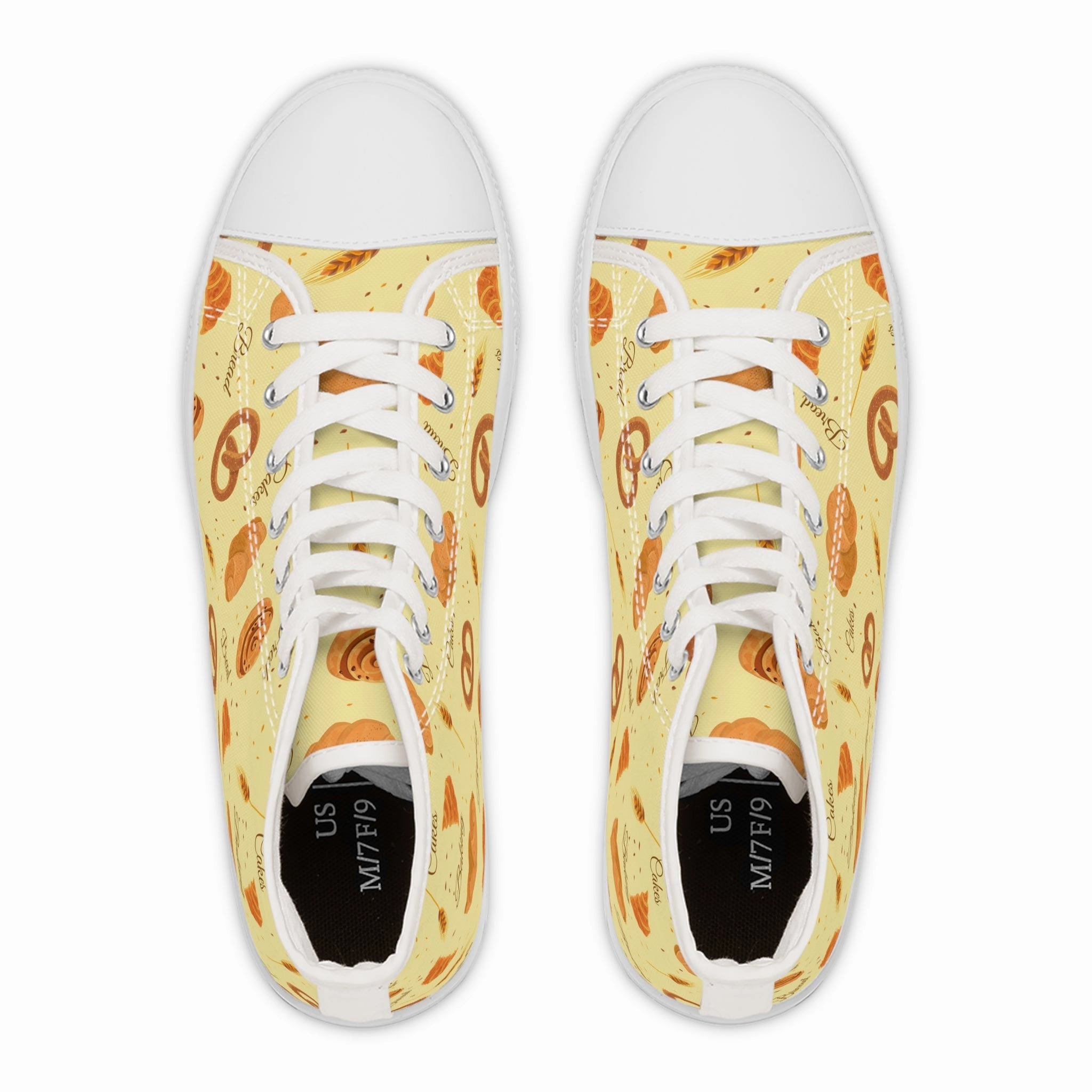 Novelty Shoes for Women Pastry Print High Tops Sneakers, Trendy Footwear for Bakers, Stylish Sneakers For High Arches