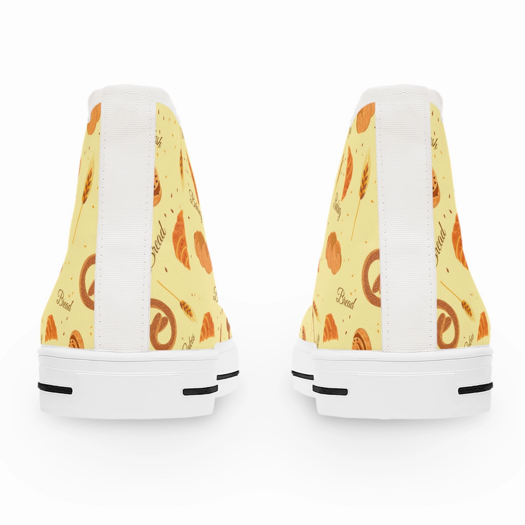 Novelty Shoes for Women Pastry Print High Tops Sneakers, Trendy Footwear for Bakers, Stylish No Tie Laces For Sneakers