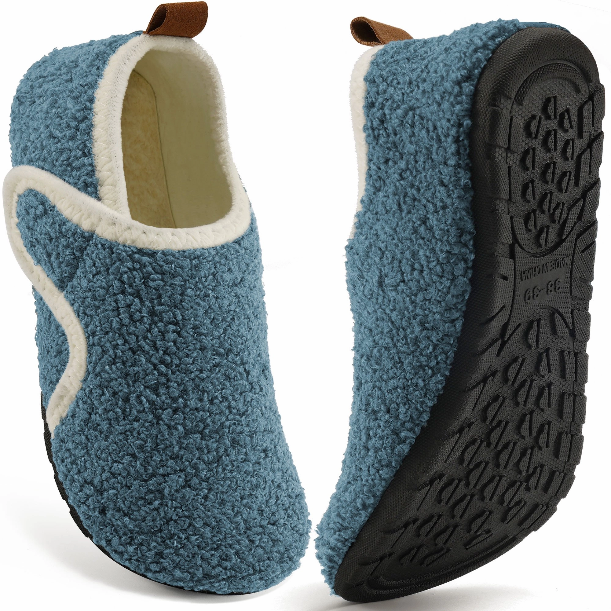 Ecetana Slippers for Women Fuzzy Slippers Warm Slip On House Sock Shoes with Hook Loop Narwhal Slippers