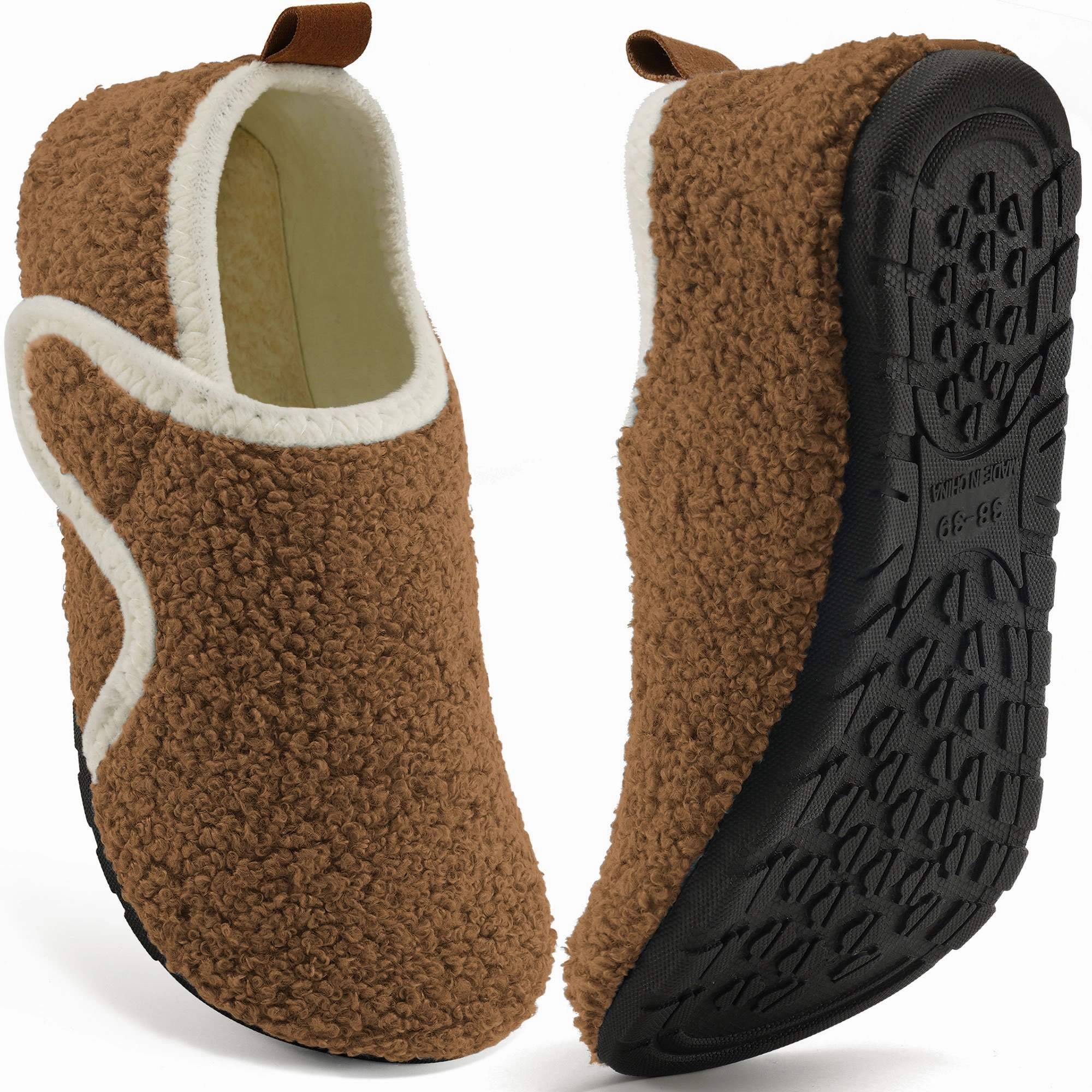 Ecetana Slippers for Women Fuzzy Slippers Warm Slip On House Sock Shoes with Hook Loop Slippers With High Heels