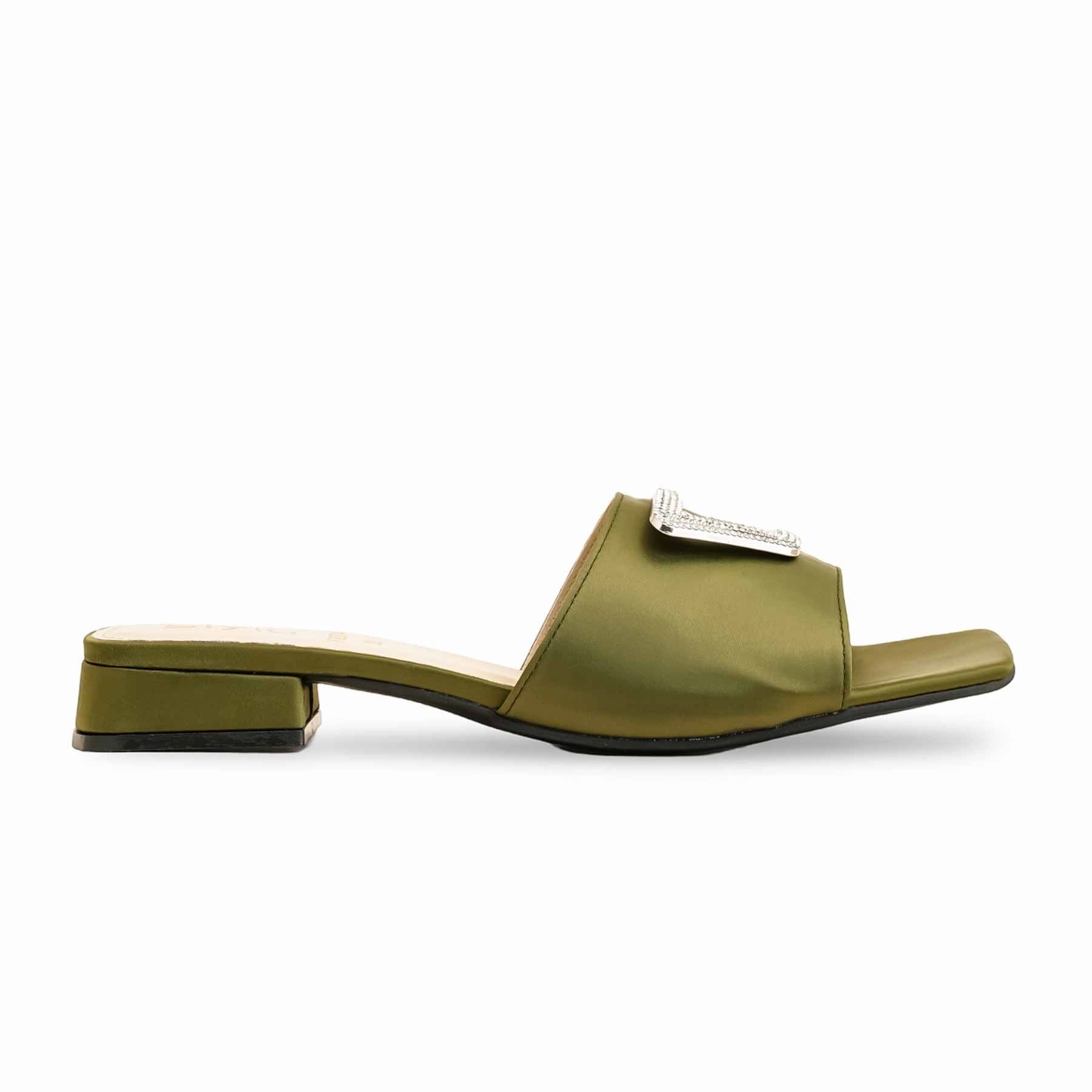 Olive Formal Slipper For Ladies FR8374 Alpaca Slippers