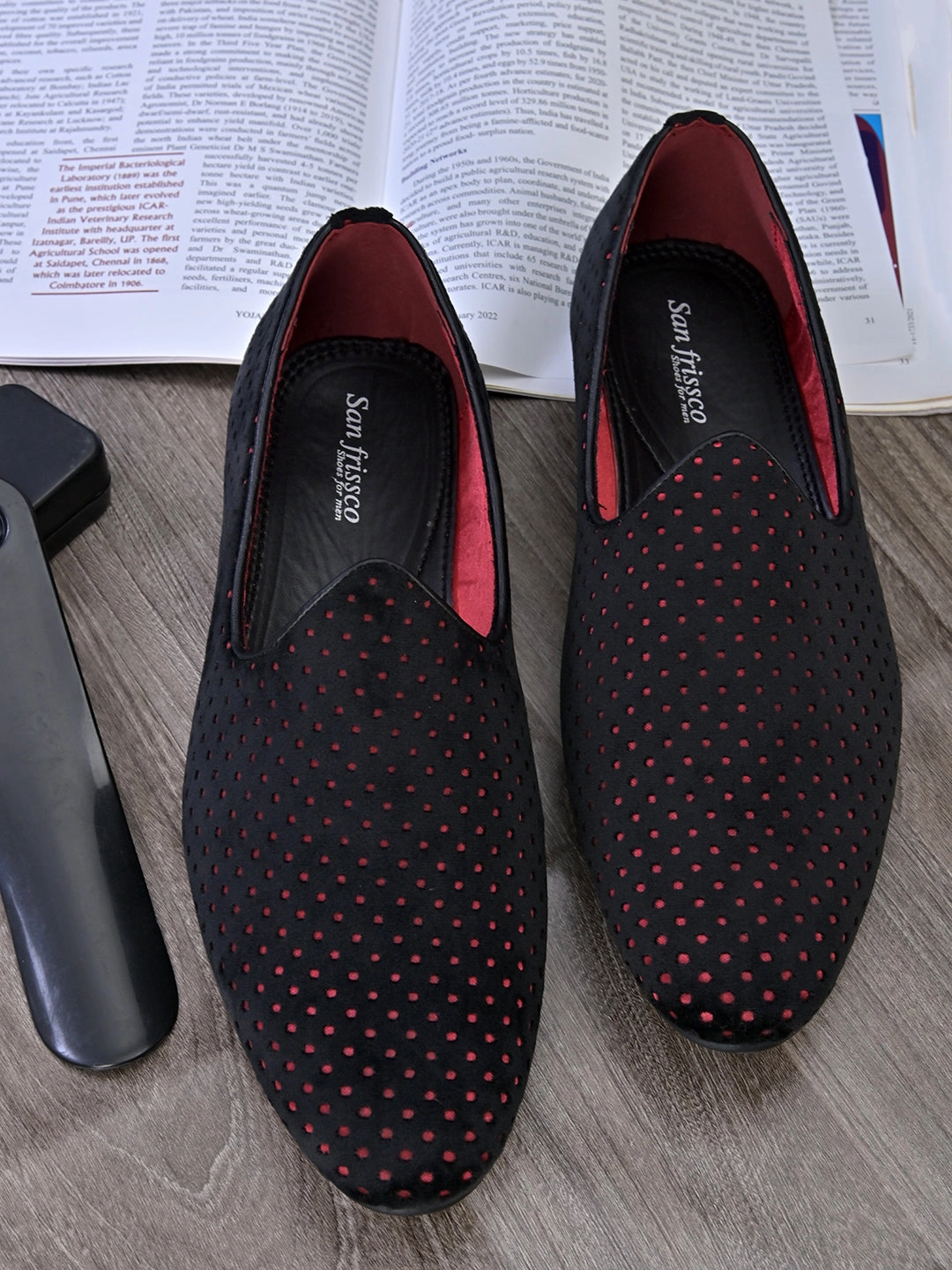 Italian Casual Loafers Ophelia Black-Red Loafers