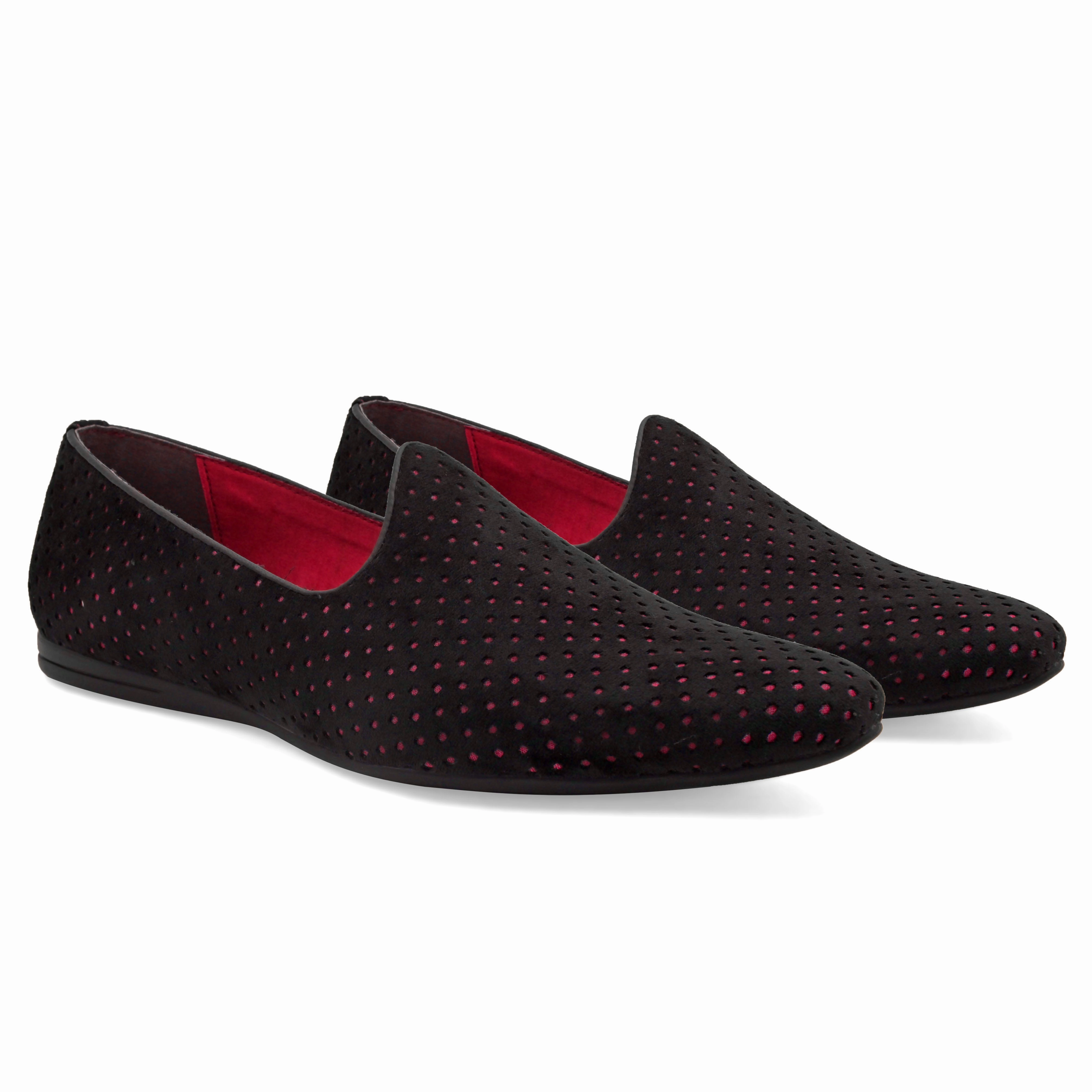 Women's Loafers Leather Ophelia Black-Red Loafers