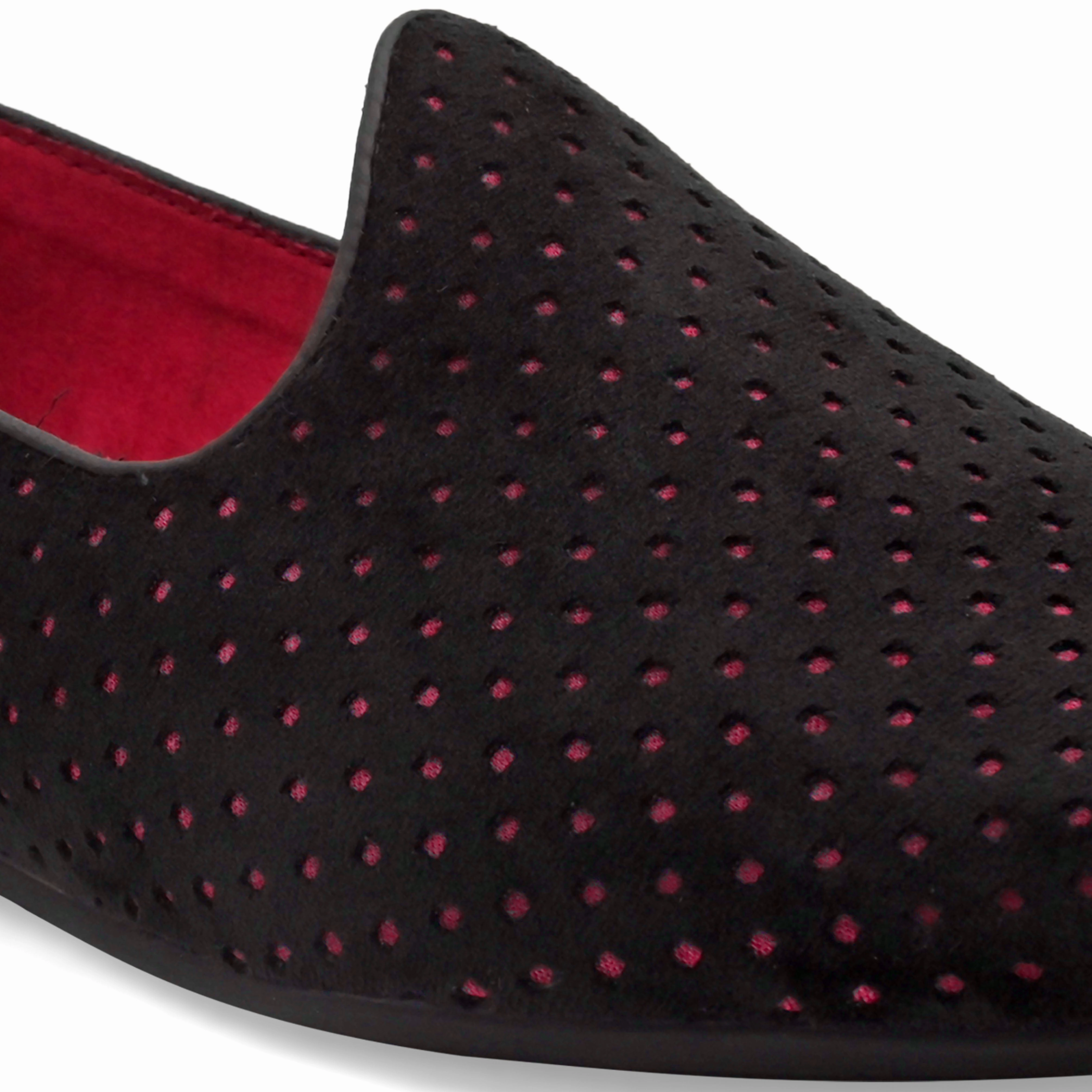 Square Toed Loafers Ophelia Black-Red Loafers