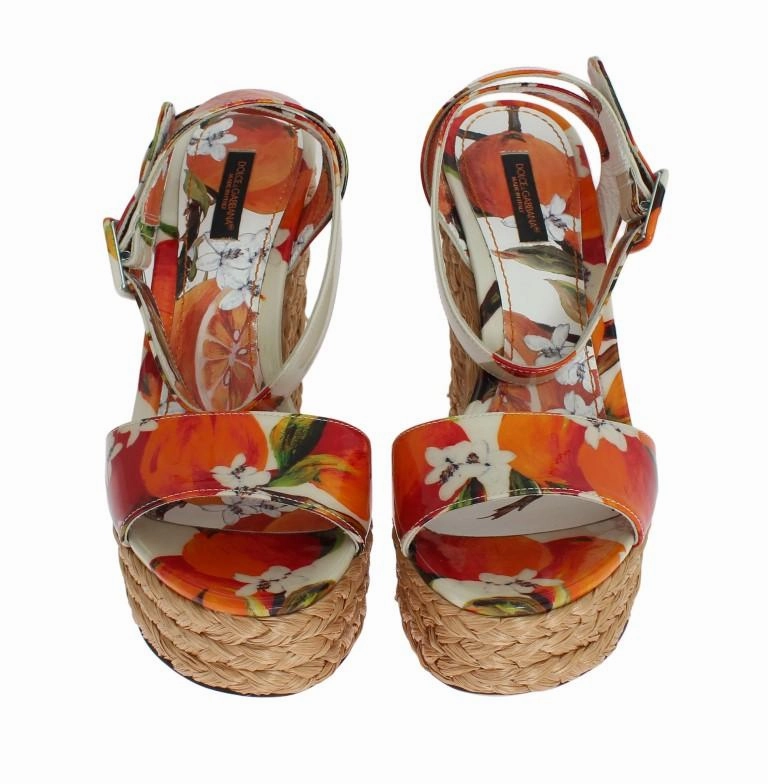 Orange Leather Straw Platform Sandals St Lucia Sandals Resort