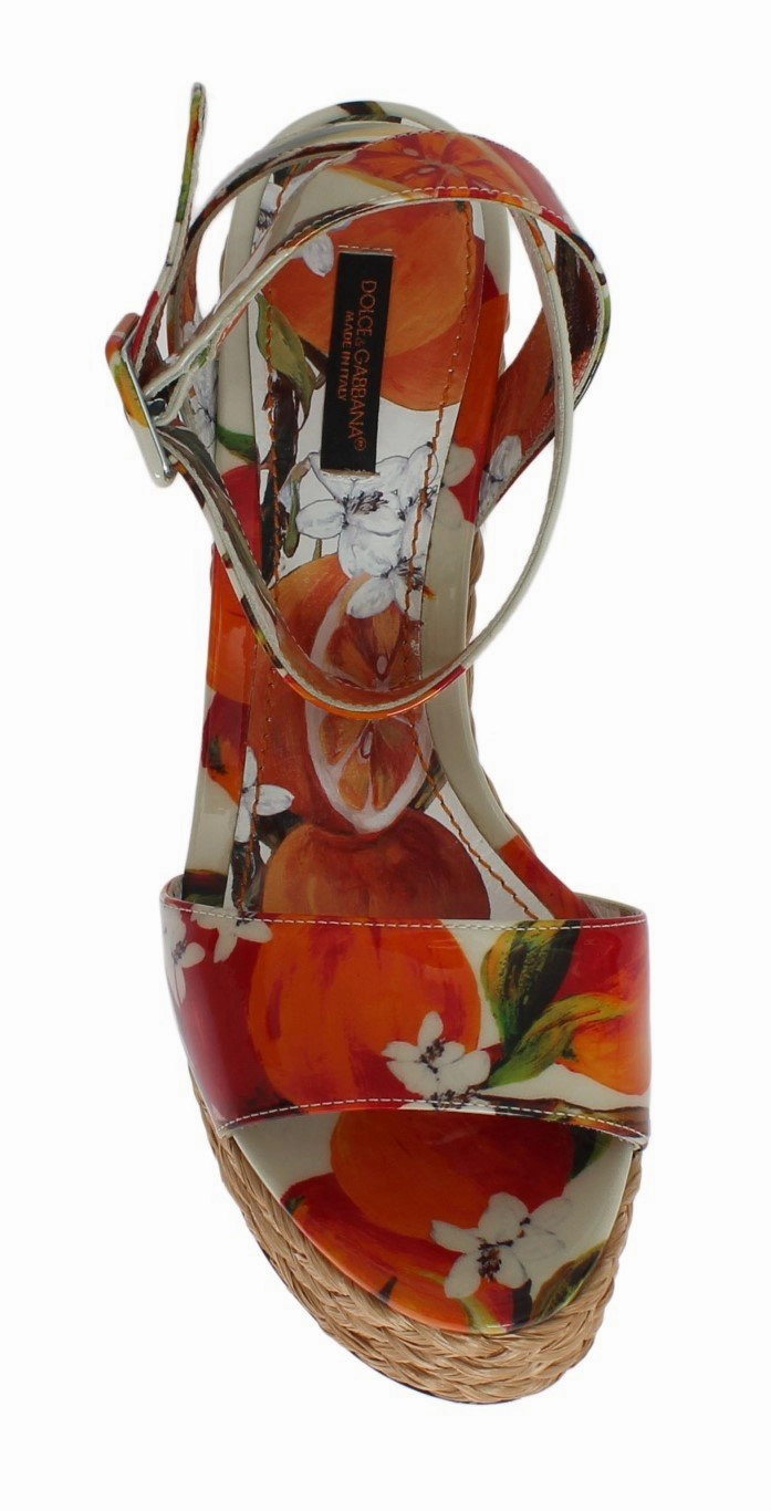 Jellies Sandals Orange Leather Straw Platform Sandals