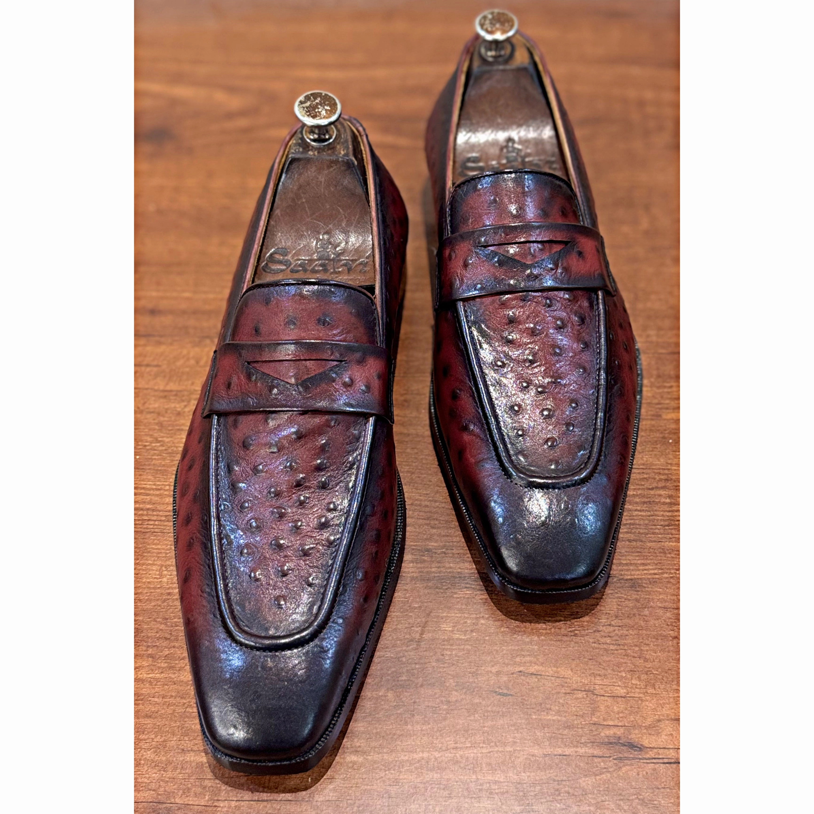 Ostrich Penny Loafers Bordo Loafers Women's