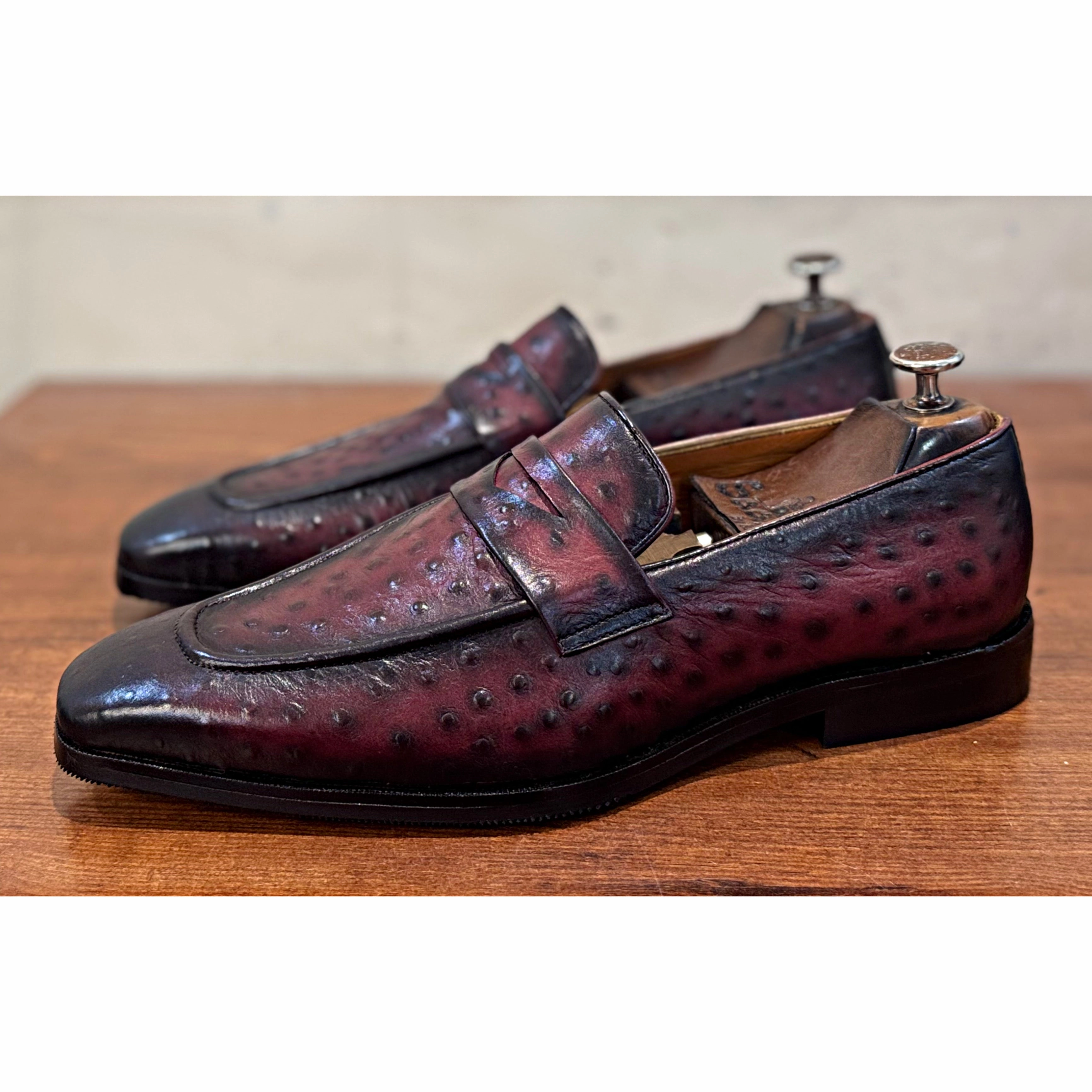 Ostrich Penny Loafers Bordo Prada Shoes Loafers