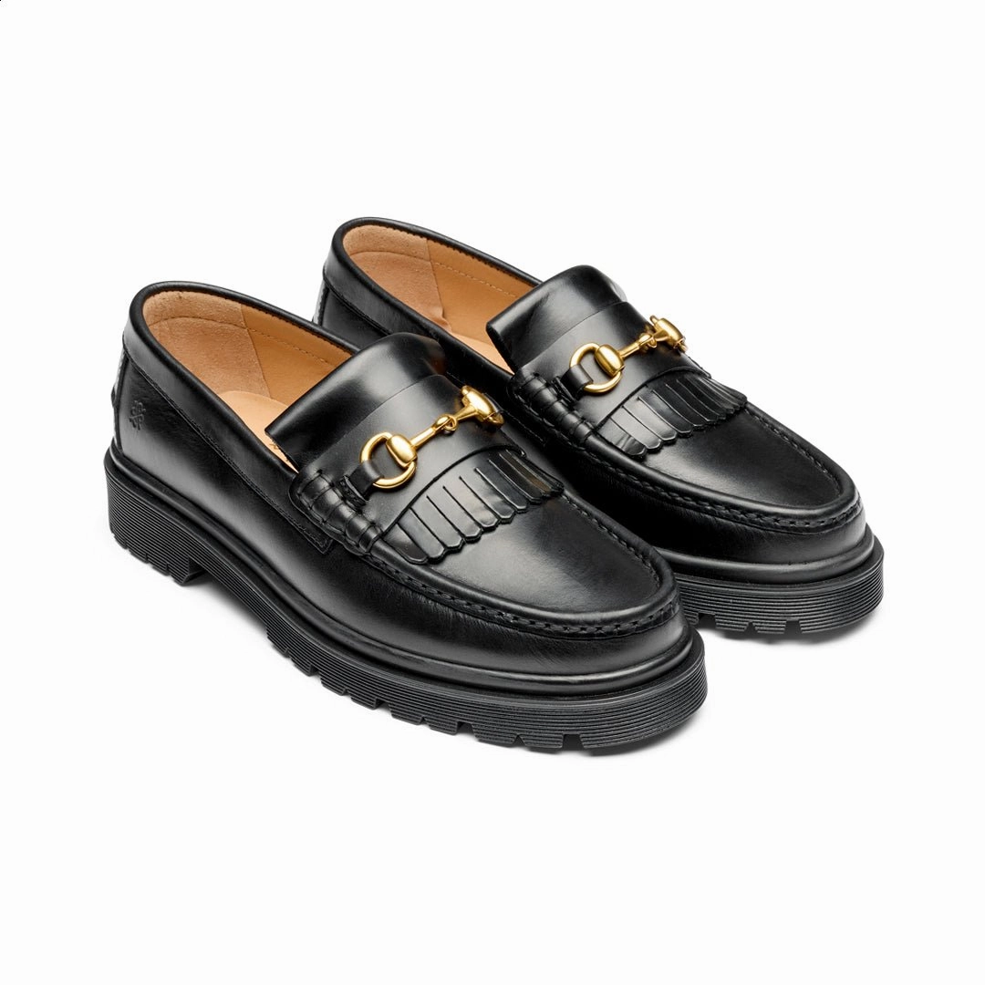 London Rag Loafers Playboy Milton Pull up leather Black leather loafers