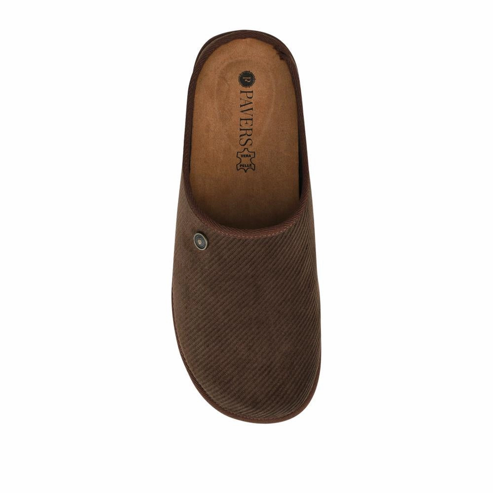 Slip-On Mule Slippers With Grip Sole - INB42002 / 328 239 - Brown Lands End Slippers