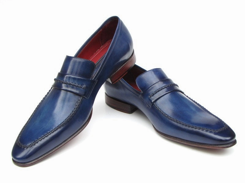 Cute Comfortable Flat Shoes Paul Parkman Men's Loafer Shoes Navy Leather Upper And Leather Sole