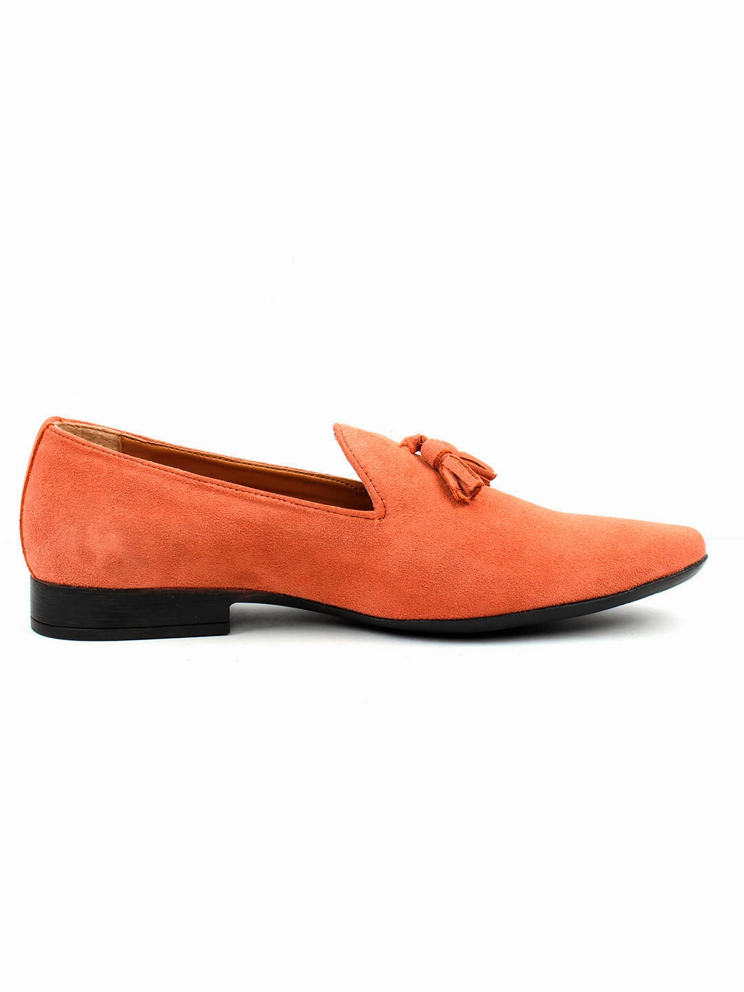 Peach Suede Leather Tassel Loafers Camel Toe Loafers