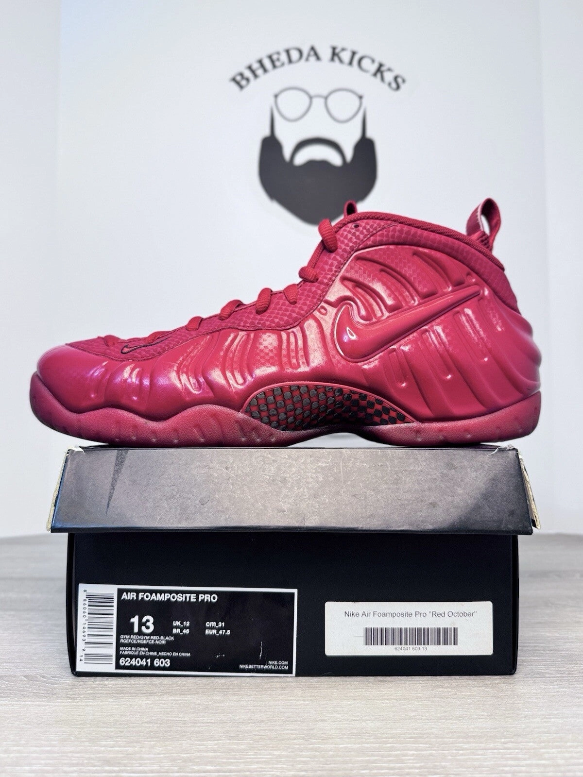 Size 13 - Nike Air Foamposite Pro Gym Red October 624041-603 Preowned Best Running Shoes Asics