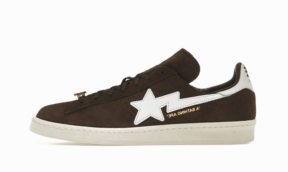 Adidas Campus 80s Bape 30th Anniversary Brown Adidas Embroidered Flower Shoes