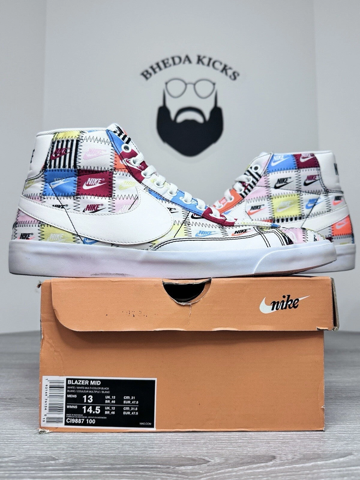 Size 13 - Nike Blazer Mid Patchwork CI9887-100 Preowned Authentic Mens Shoe Onitsuka Tiger Asics Kill Bill Shoes