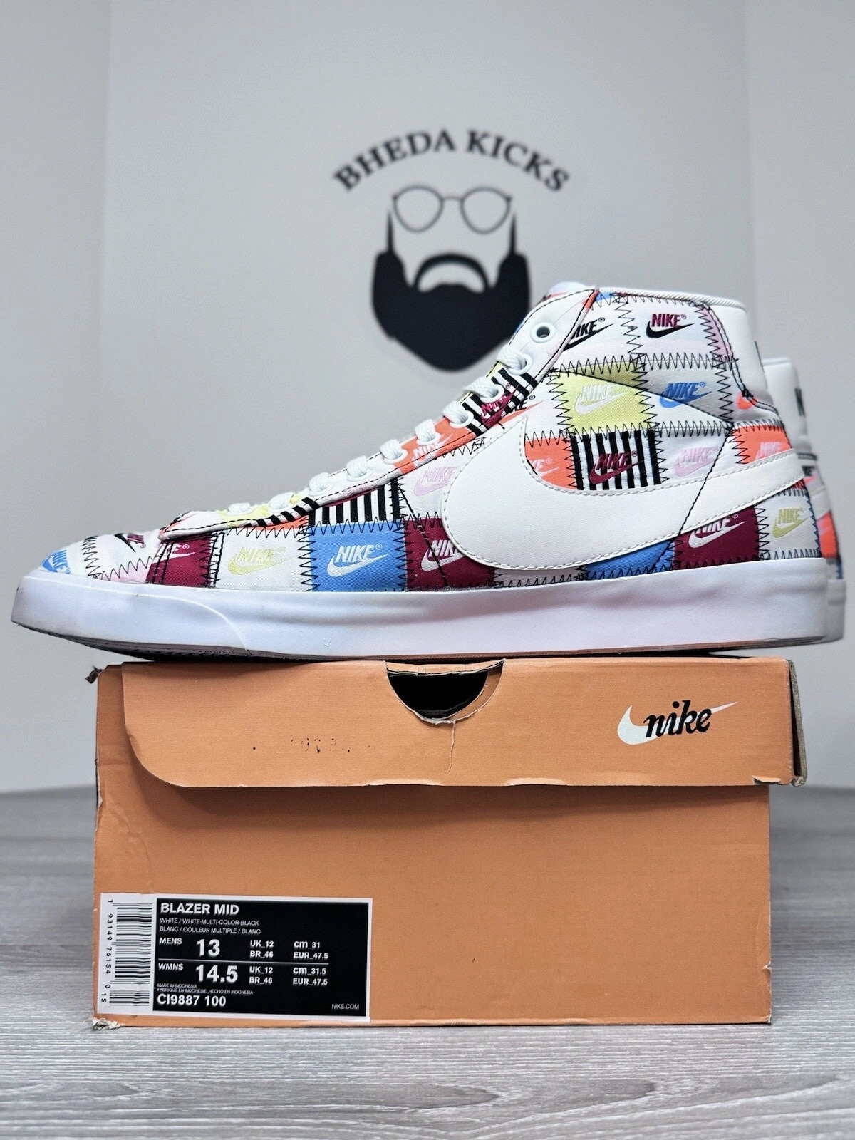 Size 13 - Nike Blazer Mid Patchwork CI9887-100 Preowned Authentic Mens Shoe The Best Asics Shoes