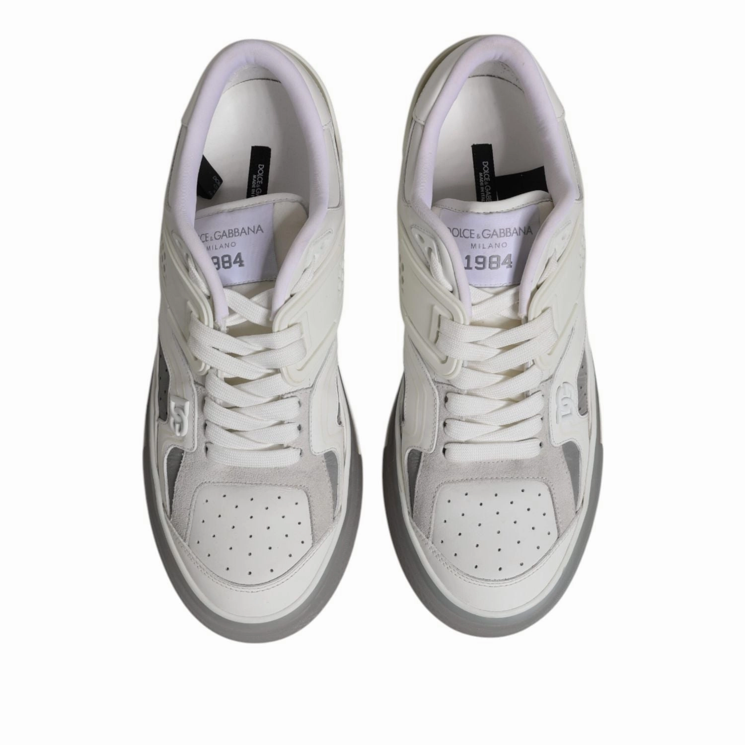Dolce & Gabbana White Low Top DG Embossed Men Sneakers Shoes Most Comfortable Fashion Sneakers