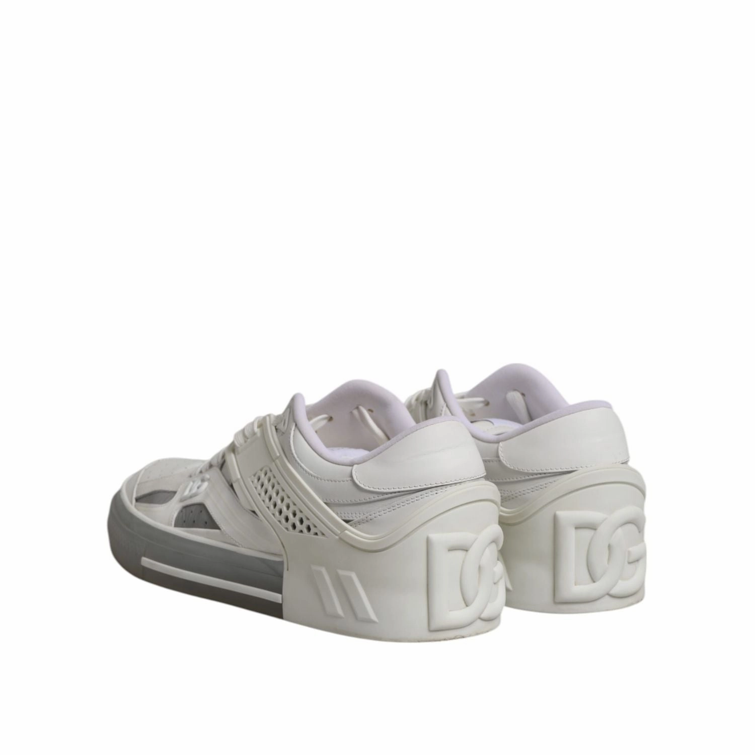 Dolce & Gabbana White Low Top DG Embossed Men Sneakers Shoes Sneakers Tactical